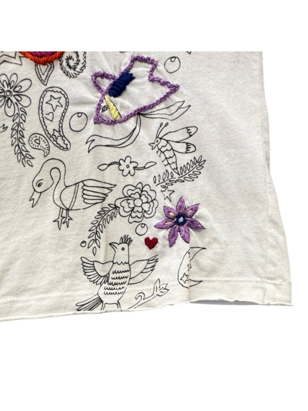 Vintage Y2K Embroidered White Tank Top Retro Festival Tattoo Distressed Size M - Picture 5 of 9